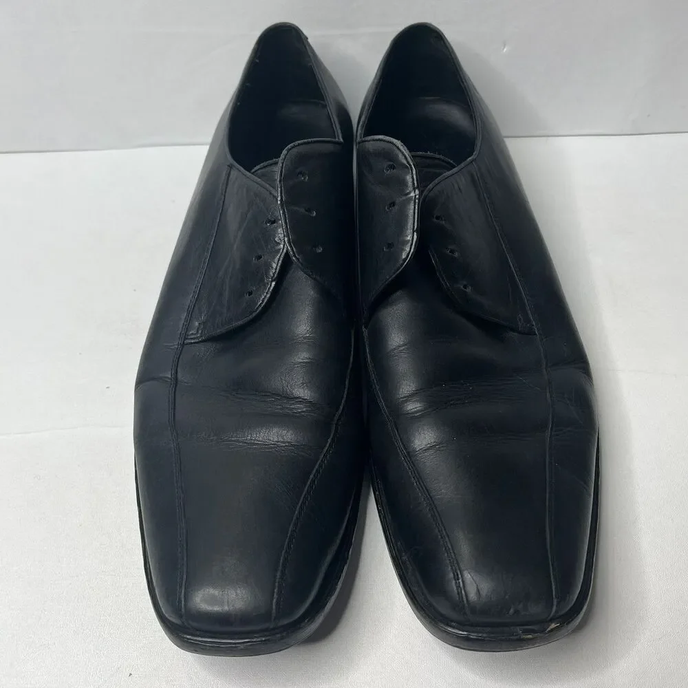 Hugo Boss  Black Leather  Derby Dress Shoes Mens Size 13 PLS READ